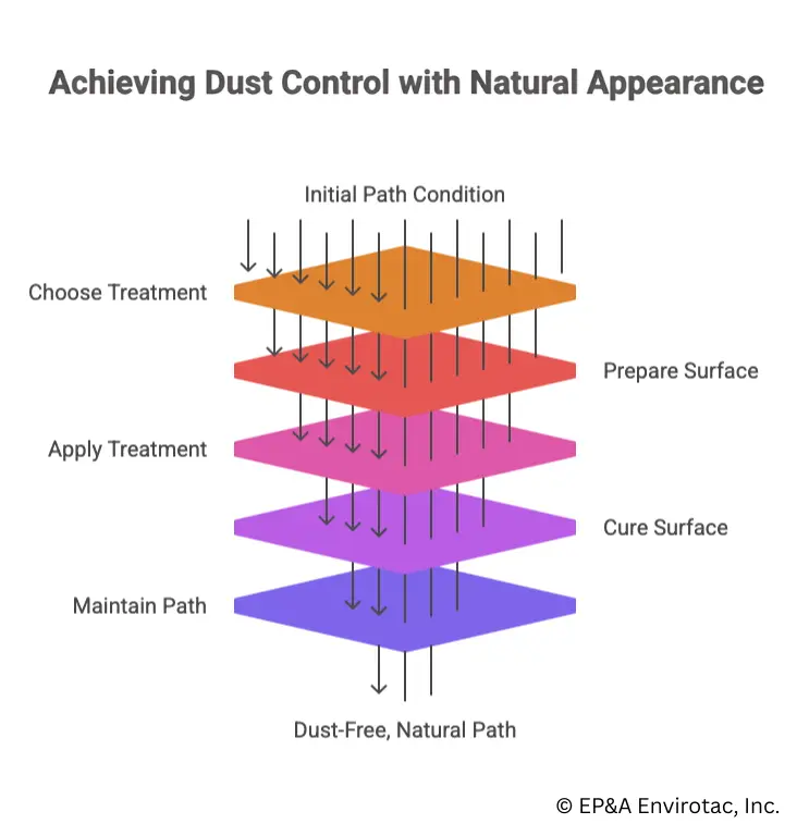 Visual balance chart comparing natural-look stabilizers with traditional dust suppressants and their key differences.
