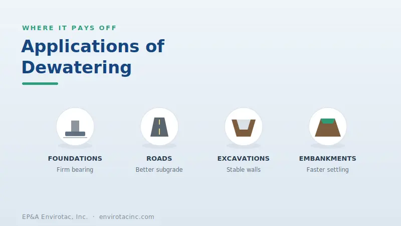 Applications of dewatering in ground improvement