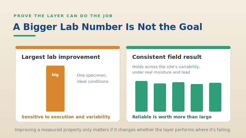 A large single lab improvement compared with a consistent result across a variable site
